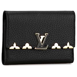 Louis Vuitton-Carteira compacta Capucines em taurillon preto Louis Vuitton-Preto