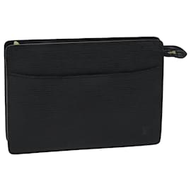 Louis Vuitton-LOUIS VUITTON Epi Pochette Masculina Bolsa Clutch Preta M52522 LV Auth 79667-Preto