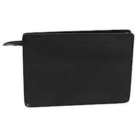 Louis Vuitton-LOUIS VUITTON Epi Pochette Masculina Bolsa Clutch Preta M52522 LV Auth 79667-Preto