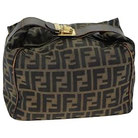 Fendi-Pochette da trucco in tela Zucca FENDI marrone nero Auth 77628-Marrone,Nero