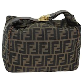 Fendi-Pochette da trucco in tela Zucca FENDI marrone nero Auth 77628-Marrone,Nero