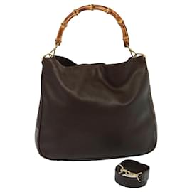 Gucci-Sac à bandoulière en cuir GUCCI Bamboo 2way marron 001 3754 1577 Auth 78088-Marron