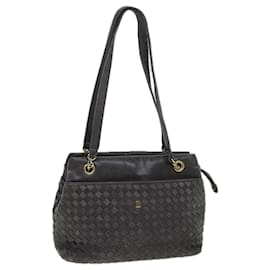 Bally-BALLY Shoulder Bag Leather Gray Auth yb580-Brown