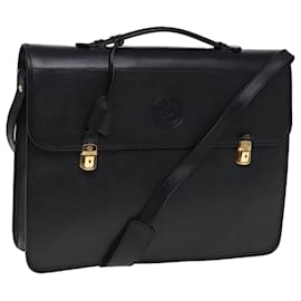 Gucci-GUCCI Handtasche Leder 2-Wege Schwarz 015 14 0801 Auth 79457-Schwarz