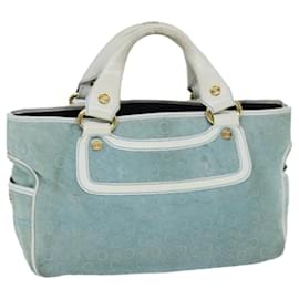 Céline-CELINE Hand Bag Suede Blue Auth 79185-Blue