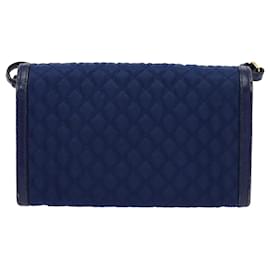 Prada-PRADA Portefeuille Épaule Nylon Cuir Bleu Auth 78077-Bleu