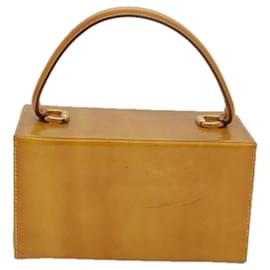 Salvatore Ferragamo-Salvatore Ferragamo Gancini Hand Bag Enamel Yellow Auth 79133-Yellow