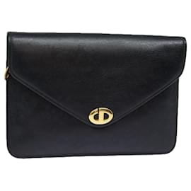 Christian Dior-Sac à main en cuir noir Christian Dior Auth 79728-Noir