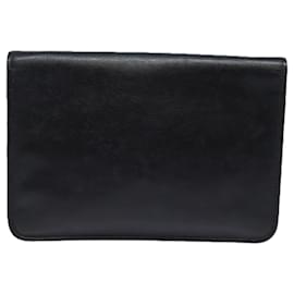 Christian Dior-Christian Dior Clutch Bag Leather Black Auth 79728-Black