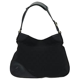 Gucci-Sac à épaule GG Supreme Horsebit de GUCCI en PVC cuir noir 137388 Auth 77823-Noir