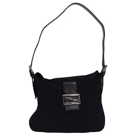 Fendi-FENDI Mamma Baguette Sac à épaule Nylon Noir Auth 79364-Noir