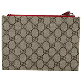 Gucci-GUCCI GG Supreme Schmetterling Clutch Tasche PVC Beige 550781 Auth 79205-Beige