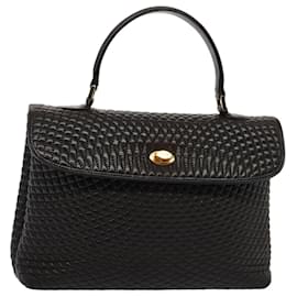 Bally-BALLY Hand Bag Leather Black Auth ki4593-Black