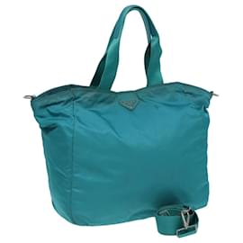 Prada-PRADA Sac à main en nylon 2 voies bleu Auth ar12004-Bleu