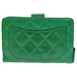 Chanel-CHANEL Portefeuille Émail Vert CC Auth 78915-Vert