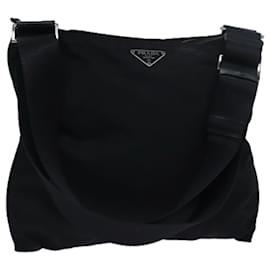 Prada-PRADA Schultertasche aus schwarzem Nylon Auth 79556-Schwarz