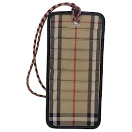 Burberry-BURBERRY Nova Check Card Case Canvas Beige Auth 77722-Beige