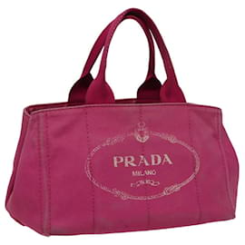 Prada-PRADA Canapa MM Hand Bag Denim Pink Auth 78268-Pink