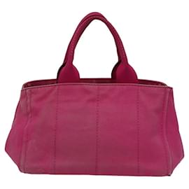 Prada-PRADA Canapa MM Hand Bag Denim Pink Auth 78268-Pink