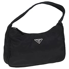 Prada-PRADA Sac à main en nylon noir Auth ar11967-Noir