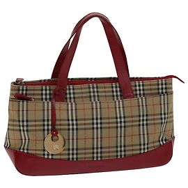 Autre Marque Bolsa de mão em canvas bege com estampa Nova Check da Burberrys Auth 78335 Bege