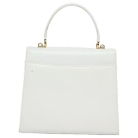 Gucci-GUCCI Ready Lock Hand Bag Leather 2way White Auth 79683-White