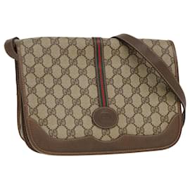 Gucci-GUCCI GG Supreme Web Sherry Line Schultertasche PVC Beige 001 066 0551 Auth 79640-Beige