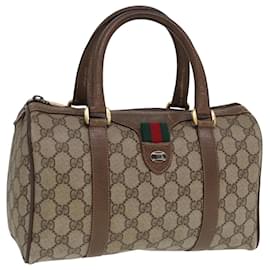 Gucci-Borsa Boston in PVC pelle beige della linea Sherry GG Supreme Web di GUCCI Auth 78100-Beige