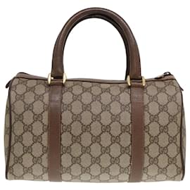 Gucci-Borsa Boston in PVC pelle beige della linea Sherry GG Supreme Web di GUCCI Auth 78100-Beige