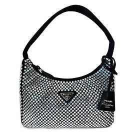 Prada Reedition 2000 Seidenhandtasche Schwarz Schwarz