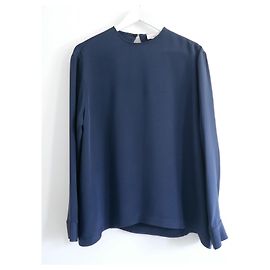 Autre Marque Raey petrol blue silk top Blue