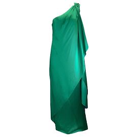 Prabal Gurung Emerald Ein-Schulter-Seidenkleid Grün
