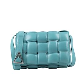 Bottega Veneta-Sac à bandoulière en cuir matelassé turquoise Bottega Veneta-Bleu