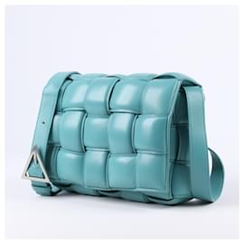 Bottega Veneta-Sac à bandoulière en cuir matelassé turquoise Bottega Veneta-Bleu