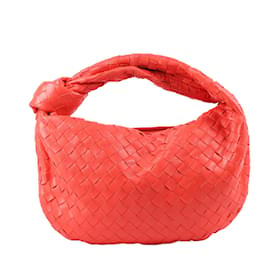 Bottega Veneta-BOTTEGA VENETA Nappa Intrecciato Teen Jodie Handbag in Sunburst-Red