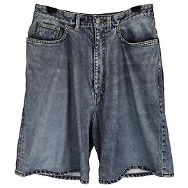 Balenciaga Tromp L'oeil Denim Shorts aus blauer Baumwolle Blau Hellblau