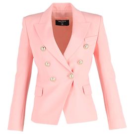 Blazer double boutonnage orné en viscose rose de Balmain Marron Rose