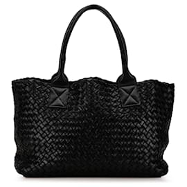 Bottega Veneta-Bottega Veneta Cabat Tote Intrecciato Noir Petit-Noir