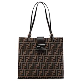 Fendi-Tote en toile Zucca marron Fendi-Marron,Marron foncé