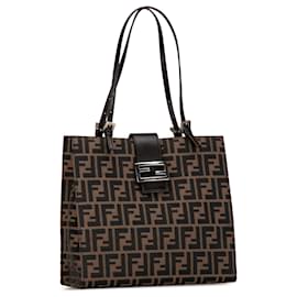 Fendi-Tote en toile Zucca marron Fendi-Marron,Marron foncé