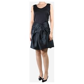 Christian Dior-Black sleeveless gathered silk mini dress - size UK 12-Black