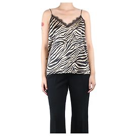 Anine Bing Camisola in seta con stampa a zebra beige e nera - taglia M Altro