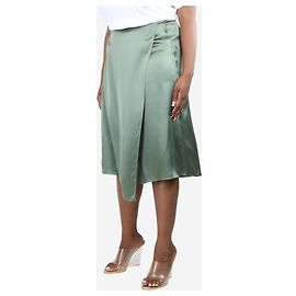 Vince Jupe midi en satin de soie verte - taille M Vert