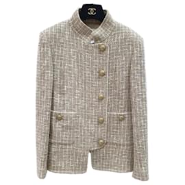 Chanel-Chanel 2015  Beige Tweed Jacket Sz.36-Multiple colors