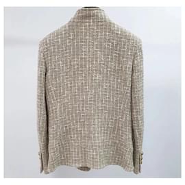 Chanel-Chanel 2015  Beige Tweed Jacket Sz.36-Multiple colors