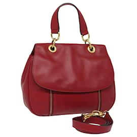 Céline-CELINE Schultertasche Leder 2way Rot Auth 78318-Rot