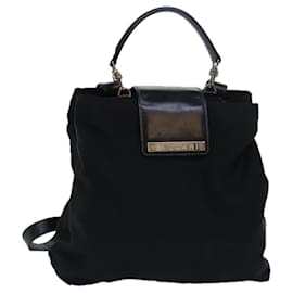 Bulgari-Sac à dos BVLGARI en nylon noir Auth bs15503-Noir