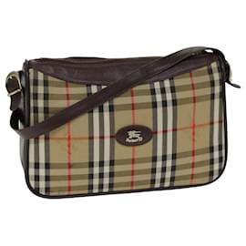 Autre Marque-Burberrys Nova Check Schultertasche aus Canvas und Leder Beige Auth 79541-Beige