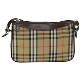 Autre Marque-Burberrys Nova Check Schultertasche aus Canvas und Leder Beige Auth 79541-Beige