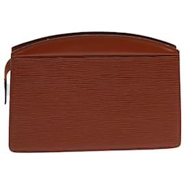 Louis Vuitton-LOUIS VUITTON Trousse Crete Epi Pouch Marron M48403 LV Auth 79835-Marron